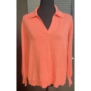 Vince Camuto Women's Collard V Neck Coral Sweater Size Sm